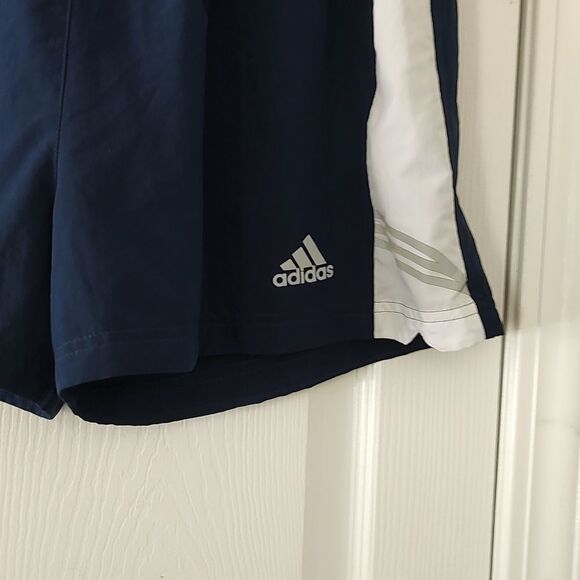 Adidas blue white reflector climalite  running shorts Sz L - Picture 2 of 6
